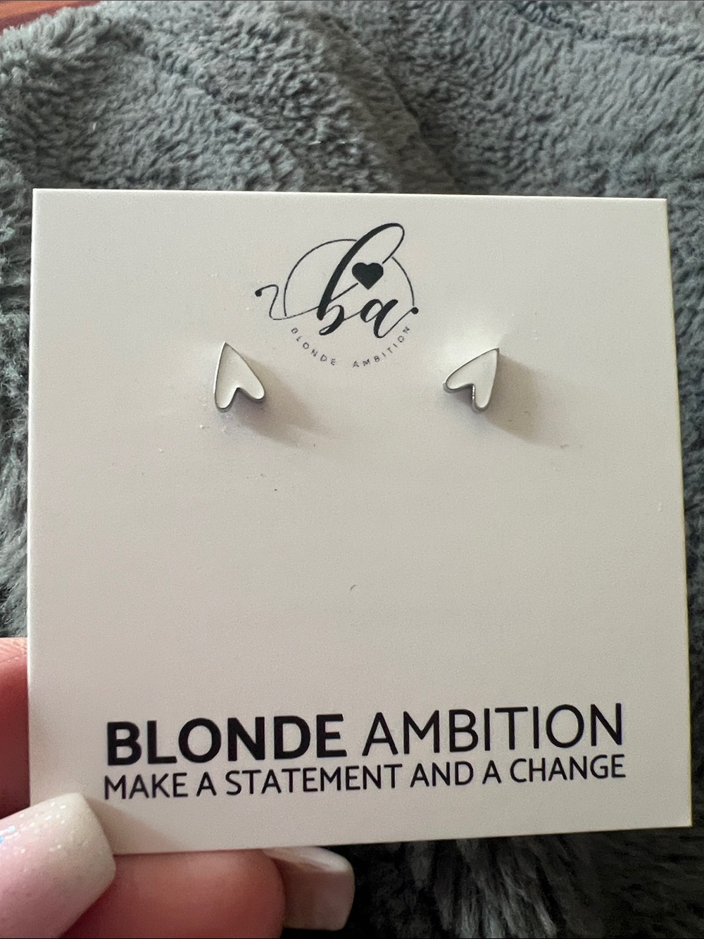 ambition Silver Heart Tip Stud Earrings